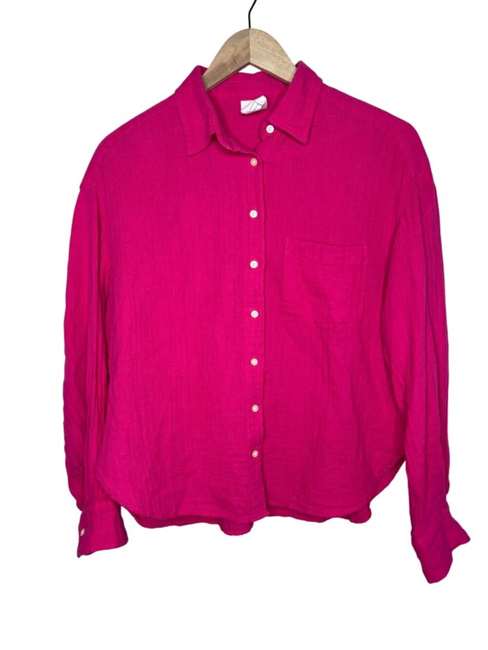 Gap XS Pink The Big Shirt Cotton Gauze Long Sleeve Button Down Top